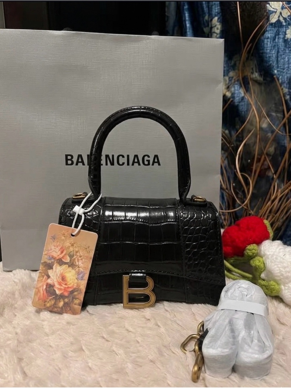 nwt Croc-Embossed Mini Top Handle Bag